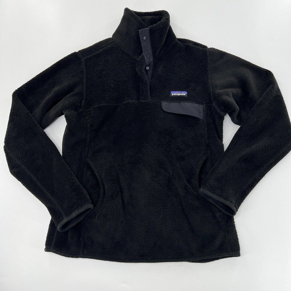 Patagonia Womens Sz Small Re-Tool Snap T Fleece Pullover Black